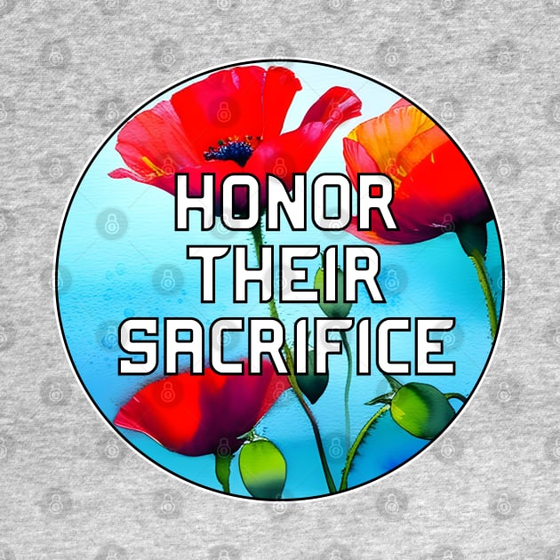 Honor Their Sacrifice Memorial with Red Poppy Flowers Pocket Version (MD23Mrl006d) by Maikell Designs